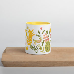 Mug céramique à intérieur jaune "cheerful and juicy summer time" - Andréa Leonelli