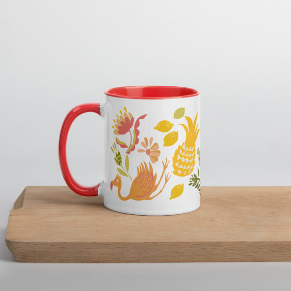 Mug céramique à intérieur rouge (posé anse à gauche) "cheerful and juicy summer time" - Andréa Leonelli