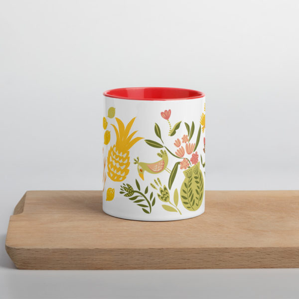 Mug céramique à intérieur rouge vue recto "cheerful and juicy summer time" - Andréa Leonelli