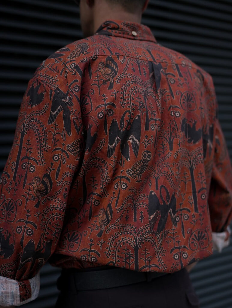 Antique birds men's long sleeved shirt